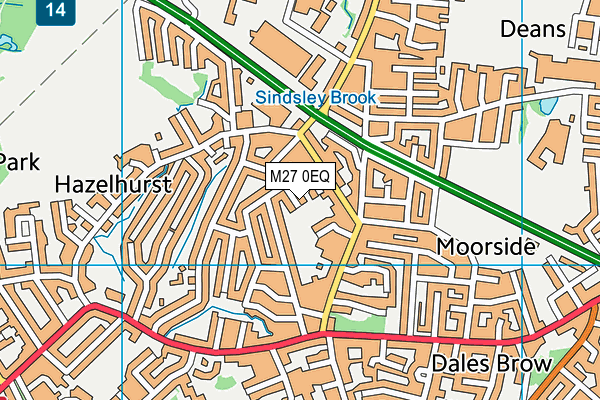 M27 0EQ map - OS VectorMap District (Ordnance Survey)