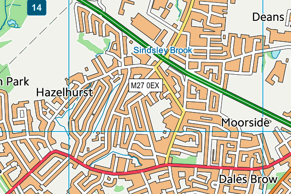 M27 0EX map - OS VectorMap District (Ordnance Survey)