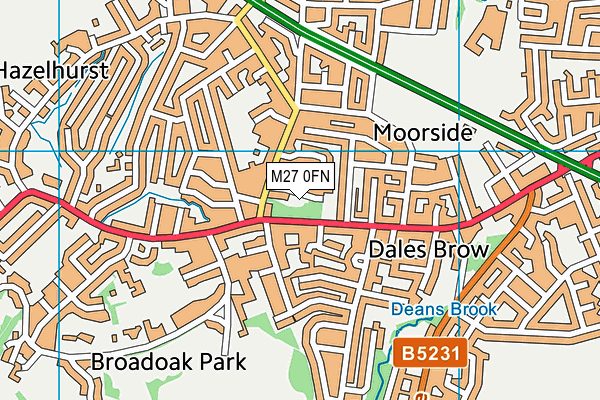 M27 0FN map - OS VectorMap District (Ordnance Survey)