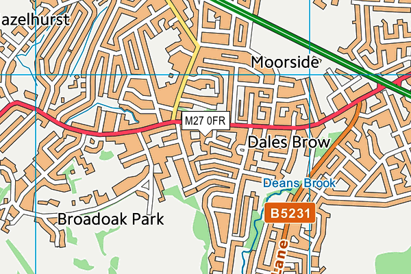 M27 0FR map - OS VectorMap District (Ordnance Survey)