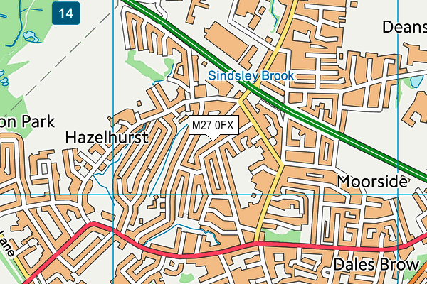 M27 0FX map - OS VectorMap District (Ordnance Survey)
