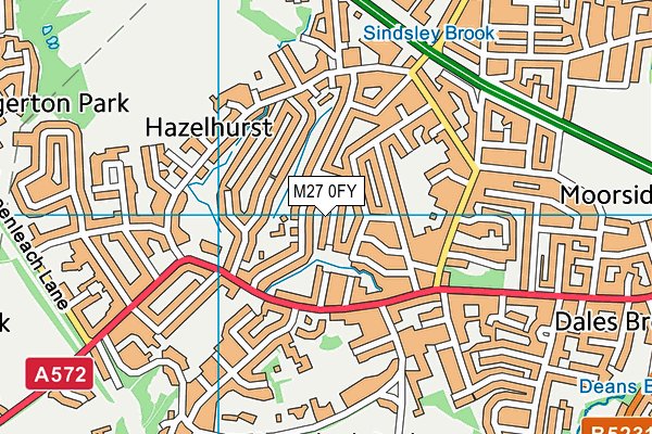 M27 0FY map - OS VectorMap District (Ordnance Survey)