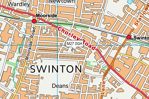 M27 0GH map - OS VectorMap District (Ordnance Survey)