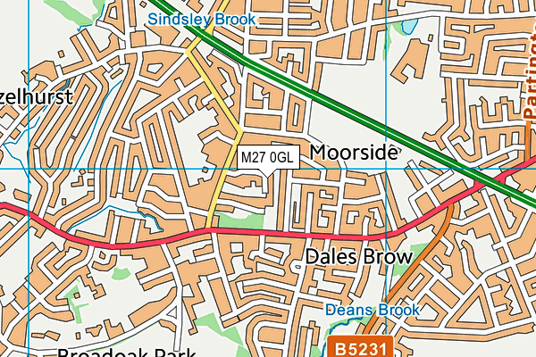 M27 0GL map - OS VectorMap District (Ordnance Survey)