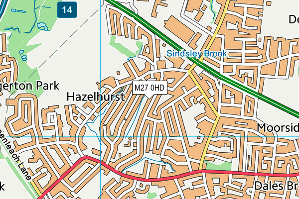 M27 0HD map - OS VectorMap District (Ordnance Survey)