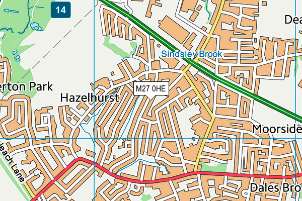 M27 0HE map - OS VectorMap District (Ordnance Survey)