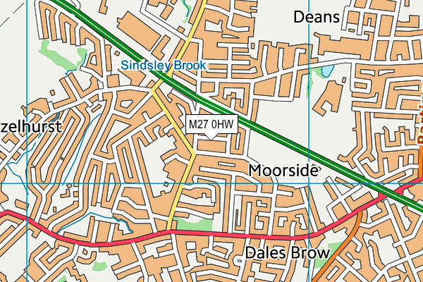 M27 0HW map - OS VectorMap District (Ordnance Survey)