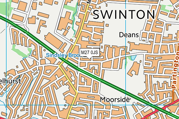 M27 0JS map - OS VectorMap District (Ordnance Survey)