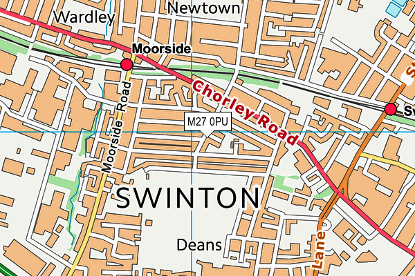 M27 0PU map - OS VectorMap District (Ordnance Survey)