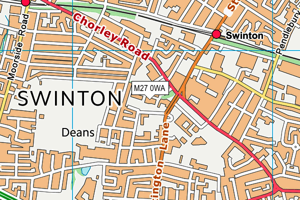 St Peter's CofE Primary School map (M27 0WA) - OS VectorMap District (Ordnance Survey)