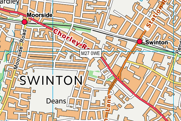 M27 0WE map - OS VectorMap District (Ordnance Survey)