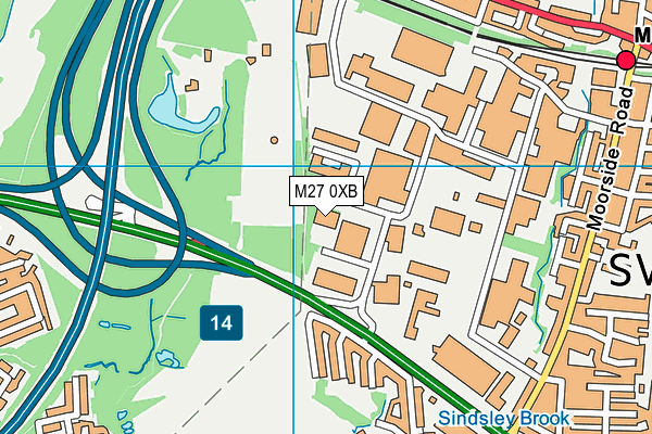 M27 0XB map - OS VectorMap District (Ordnance Survey)