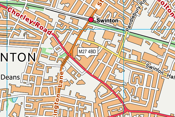 M27 4BD map - OS VectorMap District (Ordnance Survey)