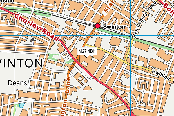 M27 4BH map - OS VectorMap District (Ordnance Survey)