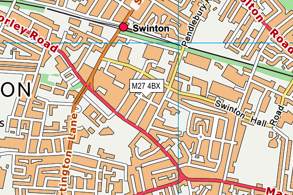 M27 4BX map - OS VectorMap District (Ordnance Survey)