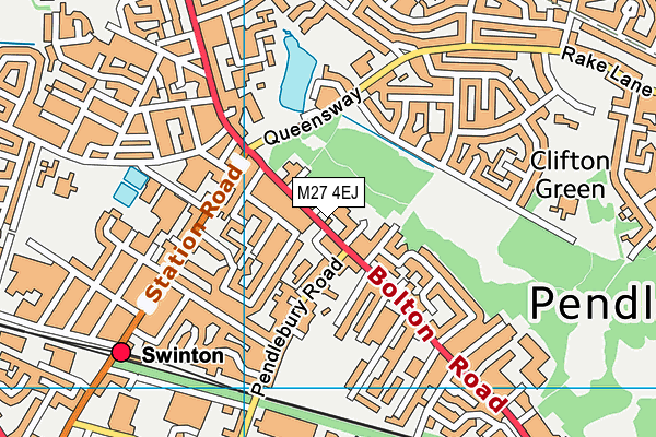 M27 4EJ map - OS VectorMap District (Ordnance Survey)