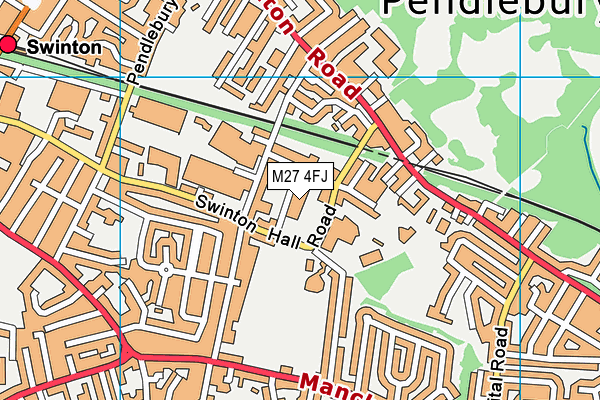 M27 4FJ map - OS VectorMap District (Ordnance Survey)