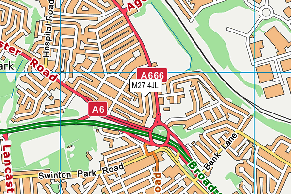 M27 4JL map - OS VectorMap District (Ordnance Survey)