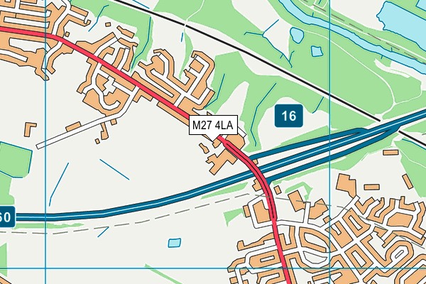 M27 4LA map - OS VectorMap District (Ordnance Survey)