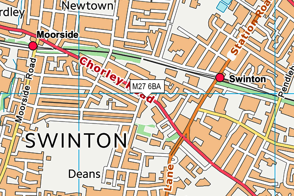 M27 6BA map - OS VectorMap District (Ordnance Survey)