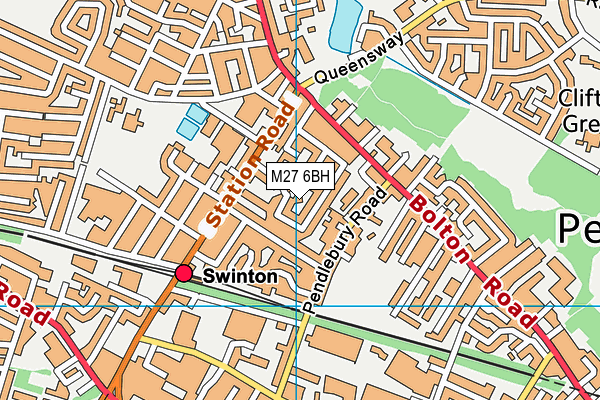 M27 6BH map - OS VectorMap District (Ordnance Survey)