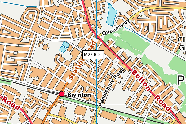 M27 6DL map - OS VectorMap District (Ordnance Survey)