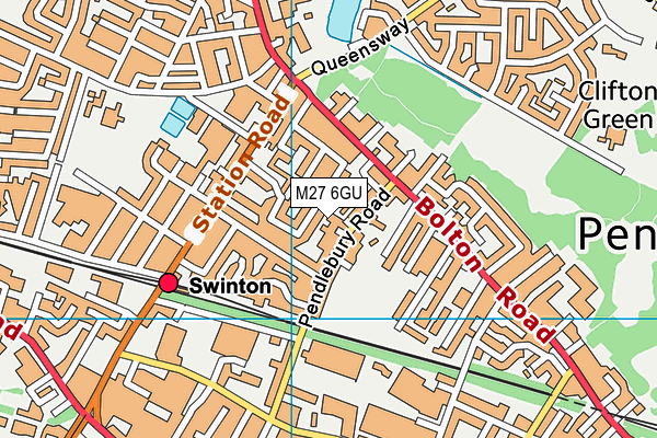 M27 6GU map - OS VectorMap District (Ordnance Survey)