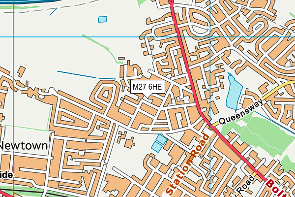 M27 6HE map - OS VectorMap District (Ordnance Survey)