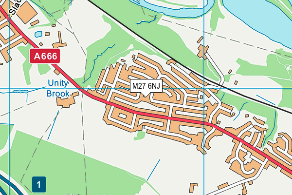 M27 6NJ map - OS VectorMap District (Ordnance Survey)