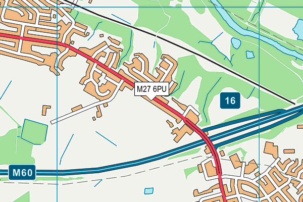 M27 6PU map - OS VectorMap District (Ordnance Survey)