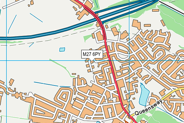 M27 6PY map - OS VectorMap District (Ordnance Survey)