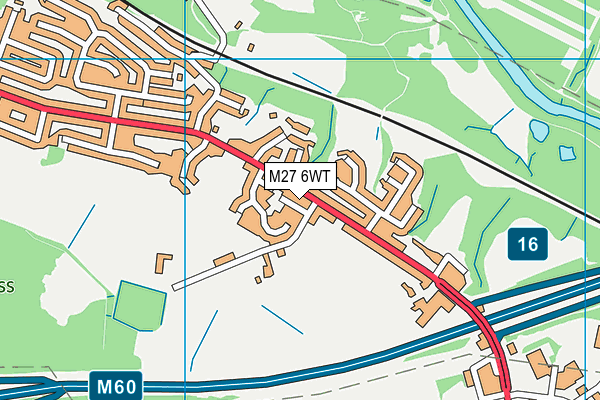 M27 6WT map - OS VectorMap District (Ordnance Survey)