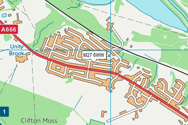 M27 6WW map - OS VectorMap District (Ordnance Survey)