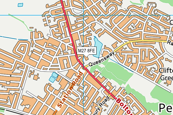 M27 8FE map - OS VectorMap District (Ordnance Survey)