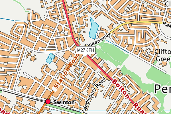 M27 8FH map - OS VectorMap District (Ordnance Survey)