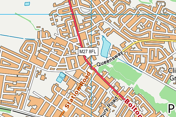 M27 8FL map - OS VectorMap District (Ordnance Survey)