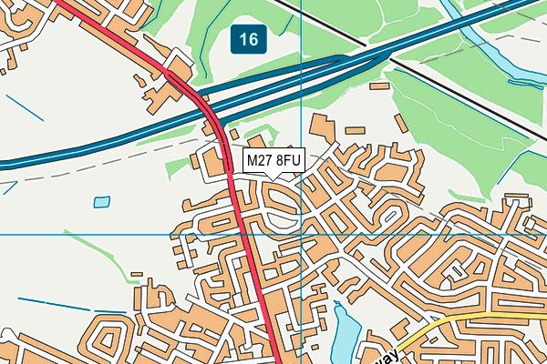 M27 8FU map - OS VectorMap District (Ordnance Survey)