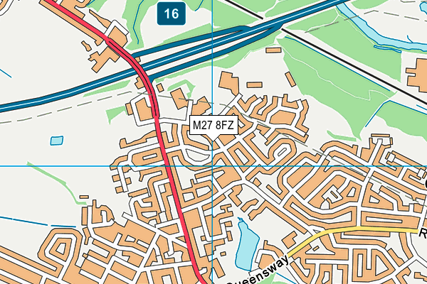 M27 8FZ map - OS VectorMap District (Ordnance Survey)
