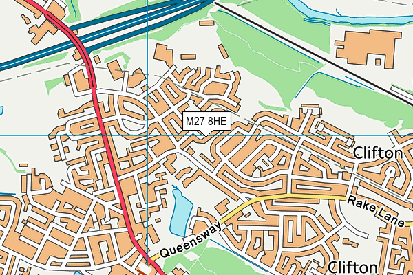 M27 8HE map - OS VectorMap District (Ordnance Survey)