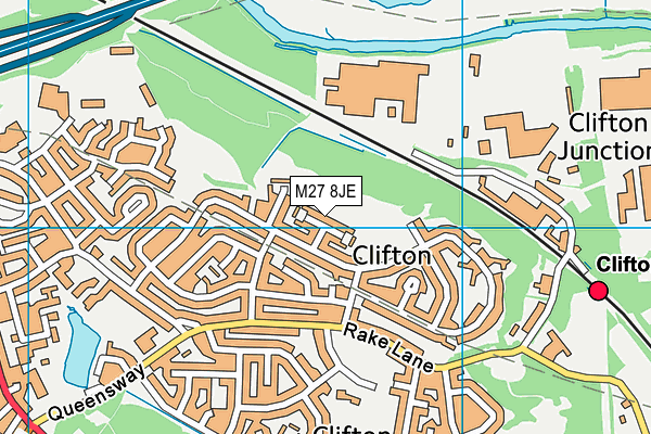 M27 8JE map - OS VectorMap District (Ordnance Survey)