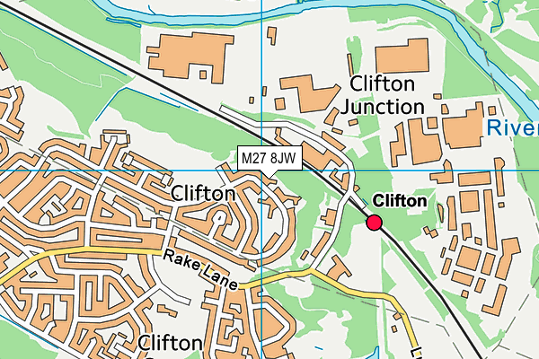 M27 8JW map - OS VectorMap District (Ordnance Survey)