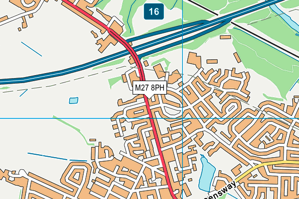 M27 8PH map - OS VectorMap District (Ordnance Survey)