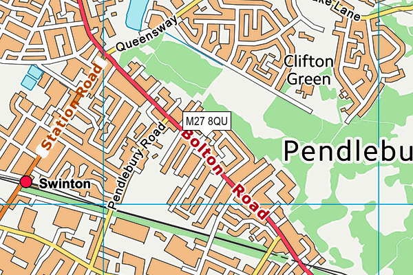 M27 8QU map - OS VectorMap District (Ordnance Survey)