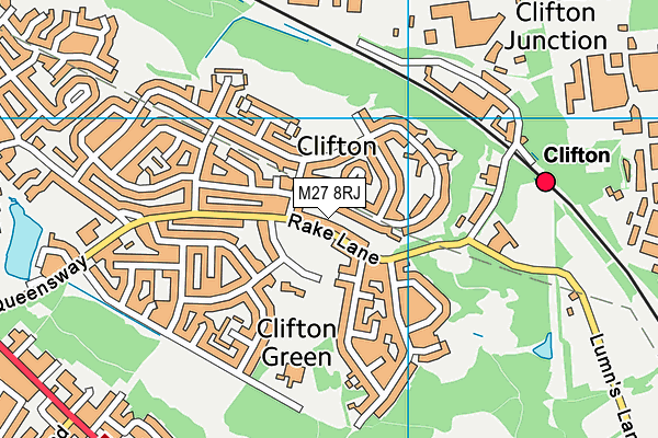 M27 8RJ map - OS VectorMap District (Ordnance Survey)