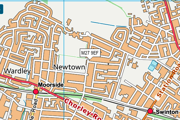 M27 9EF map - OS VectorMap District (Ordnance Survey)