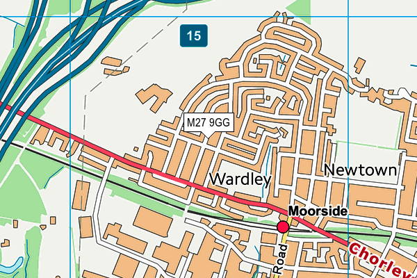 M27 9GG map - OS VectorMap District (Ordnance Survey)