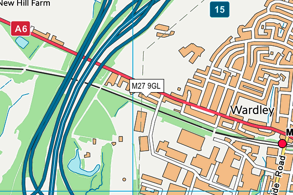 M27 9GL map - OS VectorMap District (Ordnance Survey)