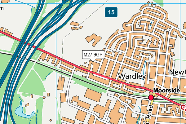 M27 9GP map - OS VectorMap District (Ordnance Survey)