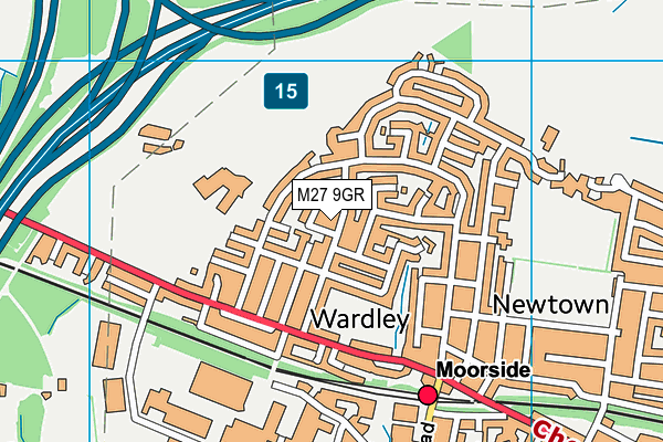 M27 9GR map - OS VectorMap District (Ordnance Survey)