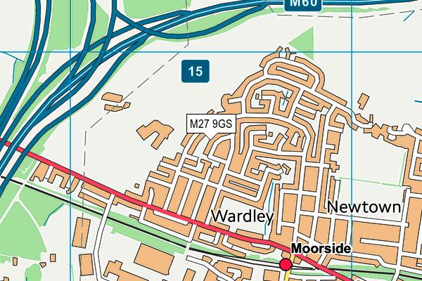 M27 9GS map - OS VectorMap District (Ordnance Survey)